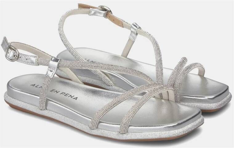 Alma en Pena Glitter Platte Sandaal Gray Dames