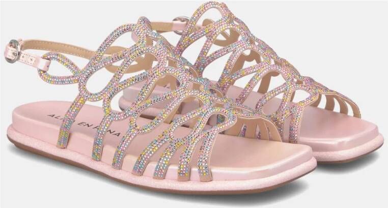 Alma en Pena Glitter Platte Sandaal Pink Dames