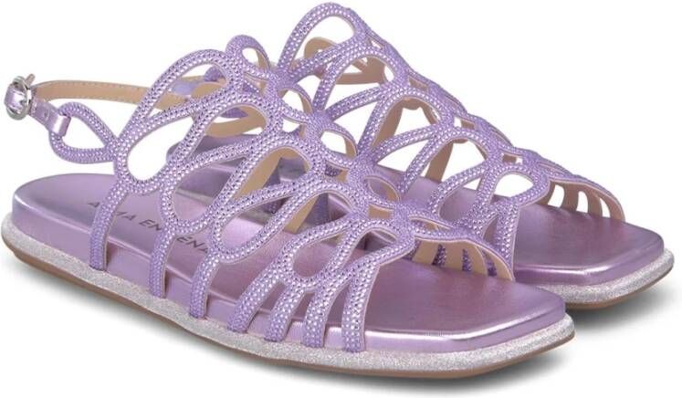 Alma en Pena Glitter Platte Sandaal Purple Dames