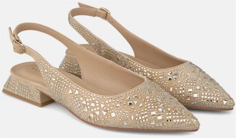 Alma en Pena Glitter Platte Schoen Beige Dames