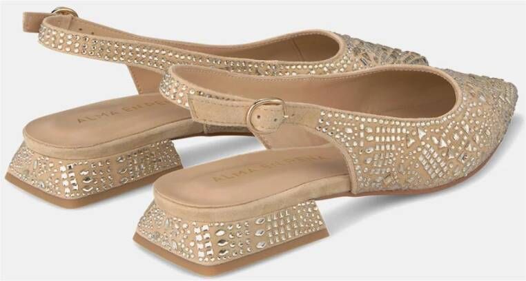 Alma en Pena Glitter Platte Schoen Beige Dames