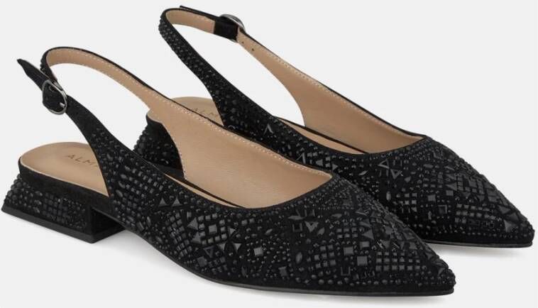 Alma en Pena Glitter Platte Schoen met Gesp Sluiting Black Dames