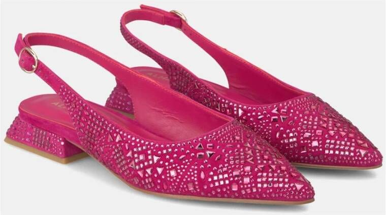 Alma en Pena Glitter Platte Schoen met Gesp Sluiting Pink Dames