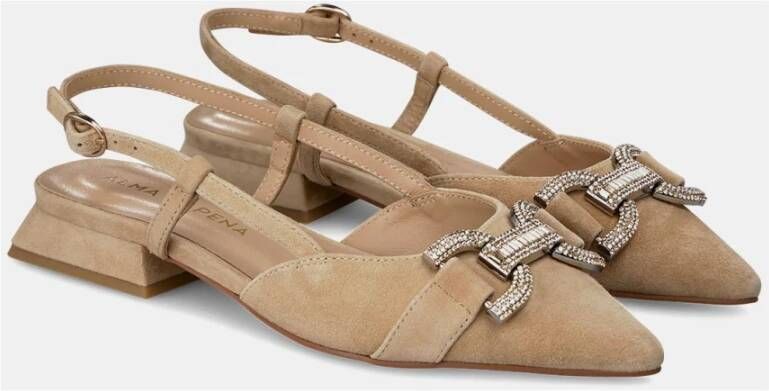 Alma en Pena Glitter Platte Schoenen Beige Dames