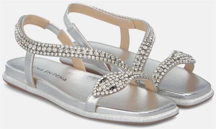 Alma en Pena Glitter Slang Platte Sandaal Gray Dames