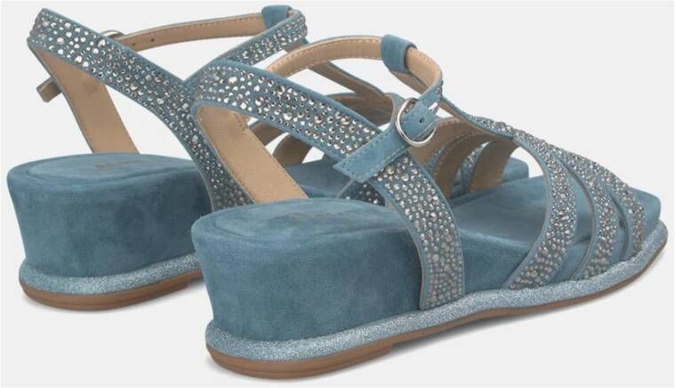 Alma en Pena Glitter Sleehak Sandaal met Vierkante Neus Blue Dames