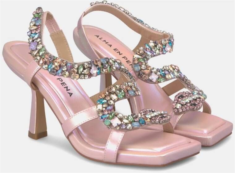 Alma en Pena Glitter Snake Heel Sandal Pink Dames