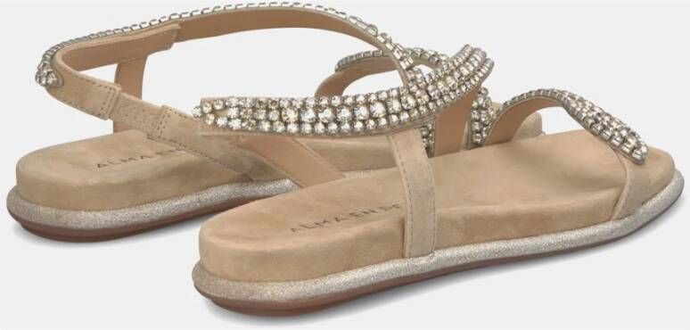 Alma en Pena Glitter Sole Flat Sandal Beige Dames