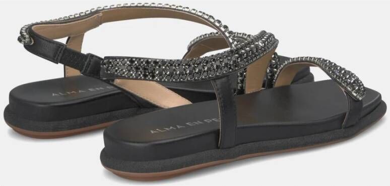 Alma en Pena Glitter Sole Flat Sandal Black Dames