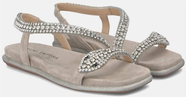 Alma en Pena Glitter Sole Flat Sandal Gray Dames