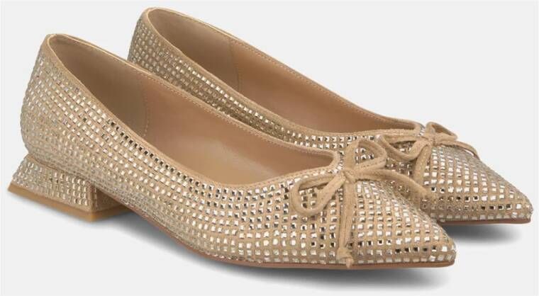 Alma en Pena Glitter Strik Ballerina Flats Brown Dames