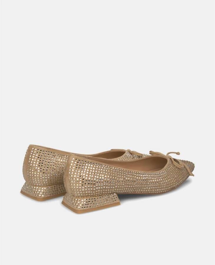 Alma en Pena Glitter Strik Ballerina Flats Brown Dames