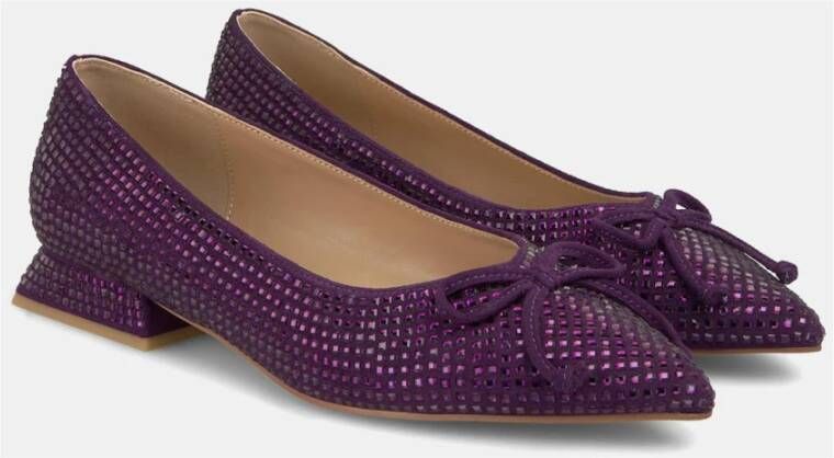 Alma en Pena Glitter Strik Ballerina Flats Purple Dames