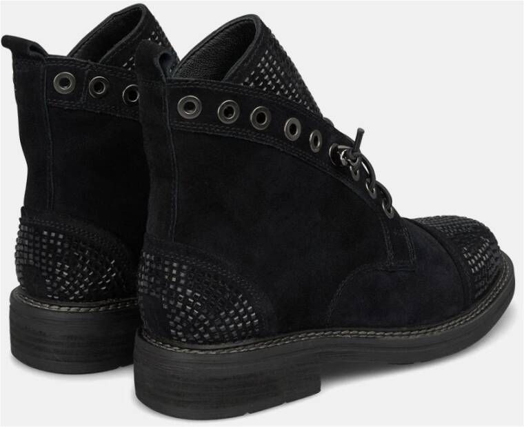 Alma en Pena Glitter Veterschoenen Enkellaarsjes Black Dames