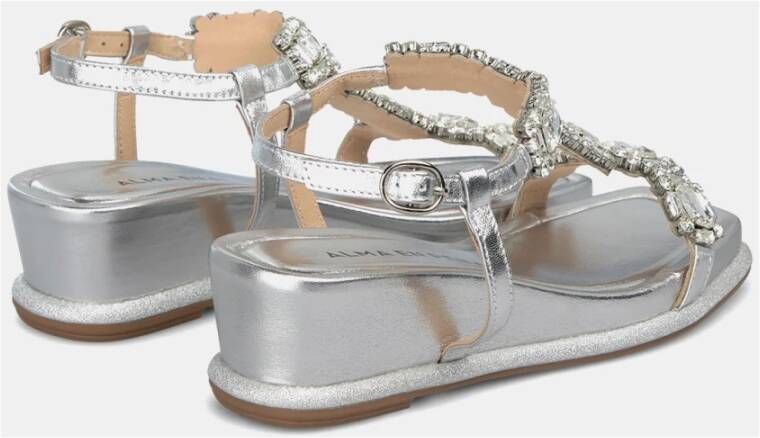 Alma en Pena Glitter wedge sandalen met strass bandjes Gray Dames