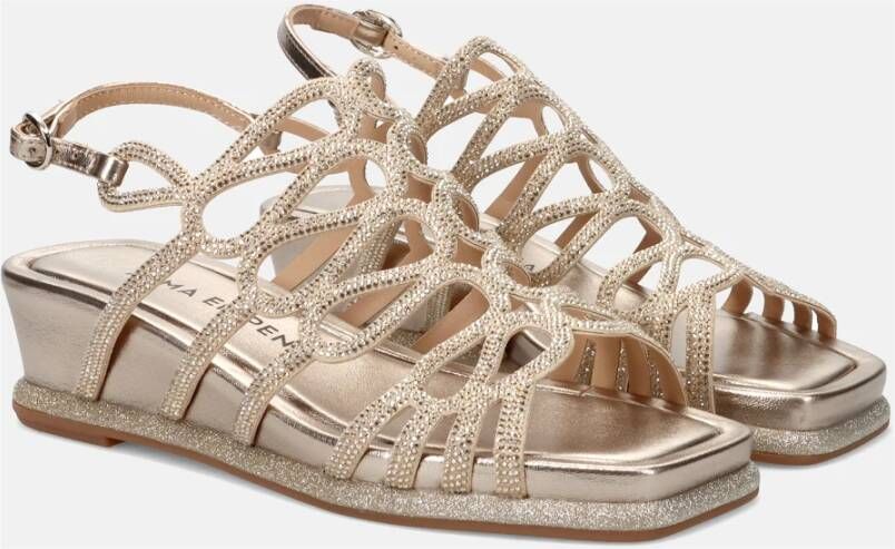 Alma en Pena Gouden Sandalen Elegant Comfortabel Voetbed Beige Dames