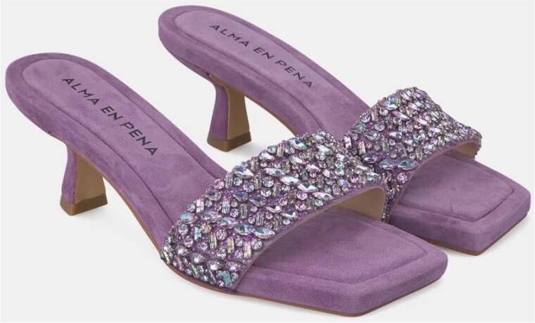 Alma en Pena Hak Sandaal met Strass Band Purple Dames