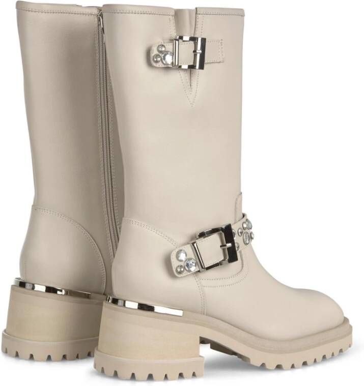 Alma en Pena Half-Boot met Strass en Hak White Dames