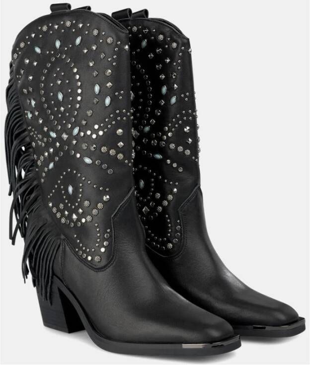 Alma en Pena Halflaars met studs hiel Black Dames