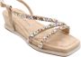 Alma en Pena Rhinestone Sleehak Sandalen Beige Dames - Thumbnail 9