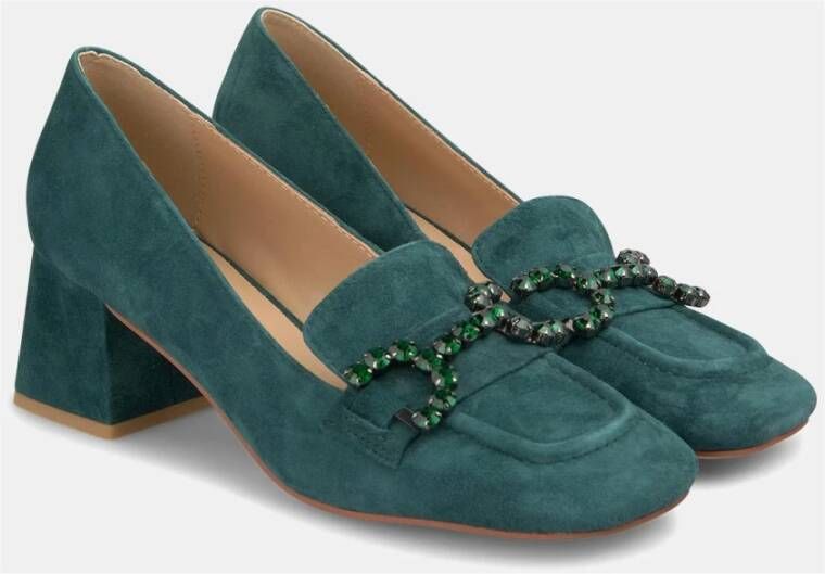 Alma en Pena Hoge hak schoen strass detail Green Dames