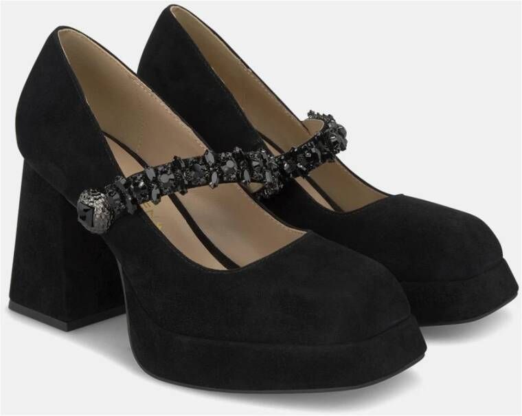 Alma en Pena Hoge hakken schoenen strass knoop Black Dames