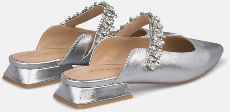 Alma en Pena Jeweled Pointed Flat Mule Gray Dames