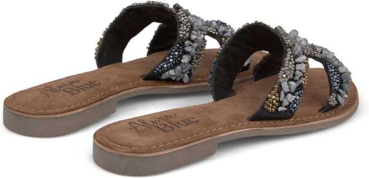 Alma en Pena Kleurrijke platte sandalen met kralen Black Dames