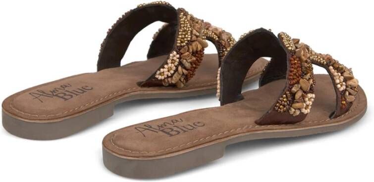 Alma en Pena Kleurrijke platte sandalen met kralen Brown Dames