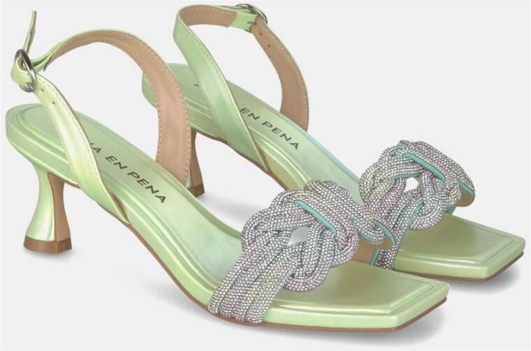 Alma en Pena Knotted Band Heeled Sandal Green Dames