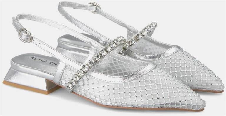 Alma en Pena Kristal Mesh Plat Schoen Gray Dames