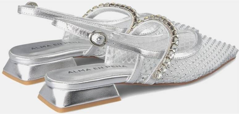 Alma en Pena Kristal Mesh Plat Schoen Gray Dames