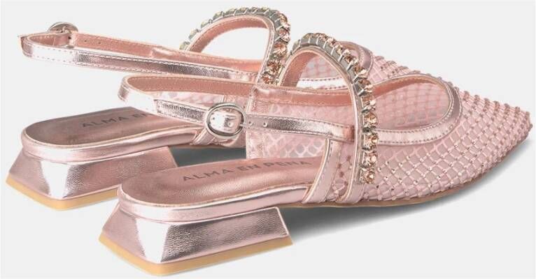 Alma en Pena Kristal Mesh Platte Schoen Pink Dames