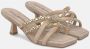 Alma en Pena Kristalband Kitten Heel Sandaal Beige Dames - Thumbnail 2