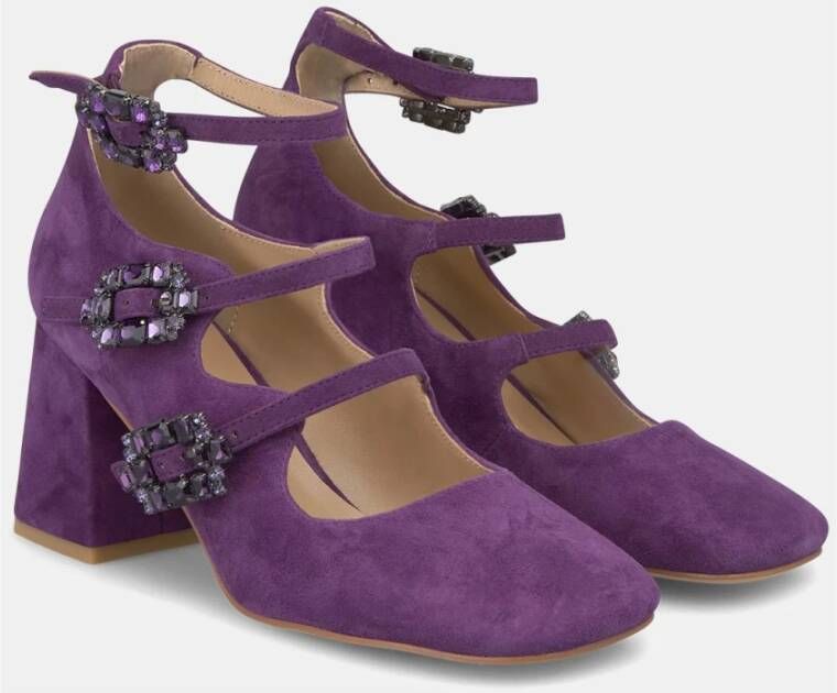 Alma en Pena Kristallen gesp hak schoen Purple Dames