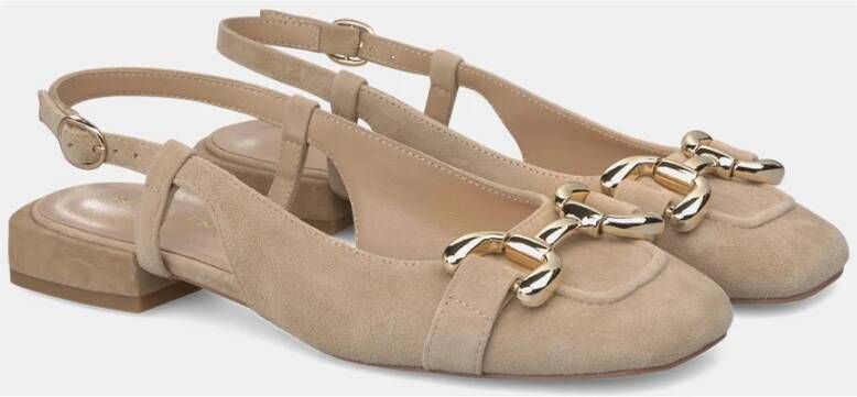 Alma en Pena Kristallen gesp platte schoen Beige Dames