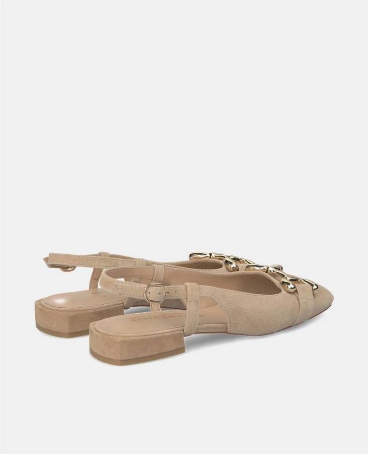 Alma en Pena Kristallen gesp platte schoen Beige Dames