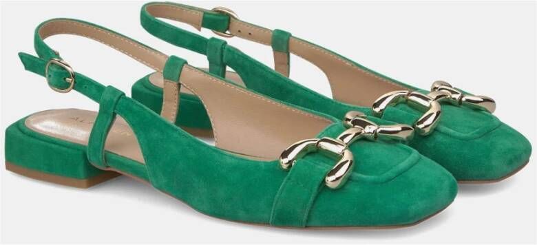 Alma en Pena Kristallen gesp platte schoen Green Dames