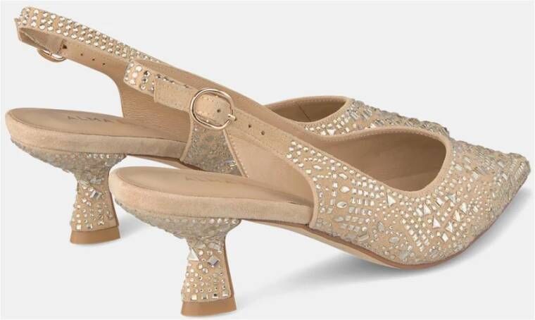 Alma en Pena Kristalversierde Kitten Heel Schoen Beige Dames