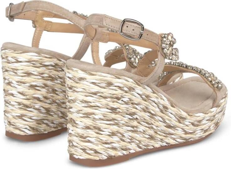 Alma en Pena Kruisband Strass Sandaal Beige Dames