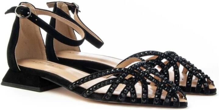 Alma en Pena Laserata Leren en Strass Schoen Black Dames