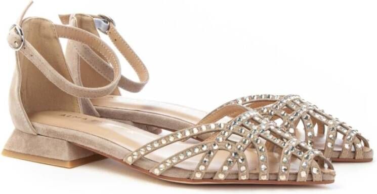 Alma en Pena Laserata Leren Schoen met Strass Beige Dames