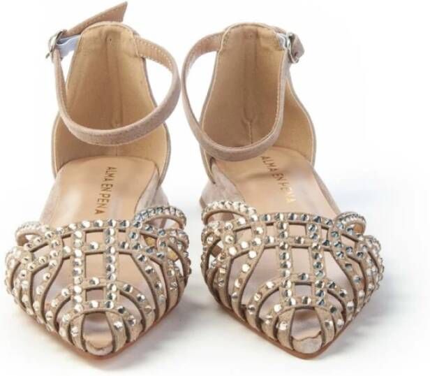 Alma en Pena Laserata Leren Schoen met Strass Beige Dames