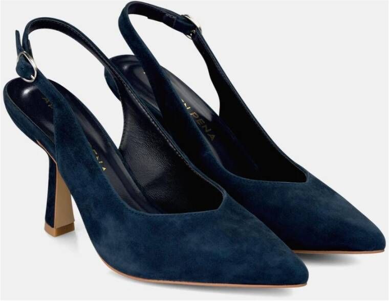 Alma en Pena Leren High Heel Schoen met Gesp Blue Dames