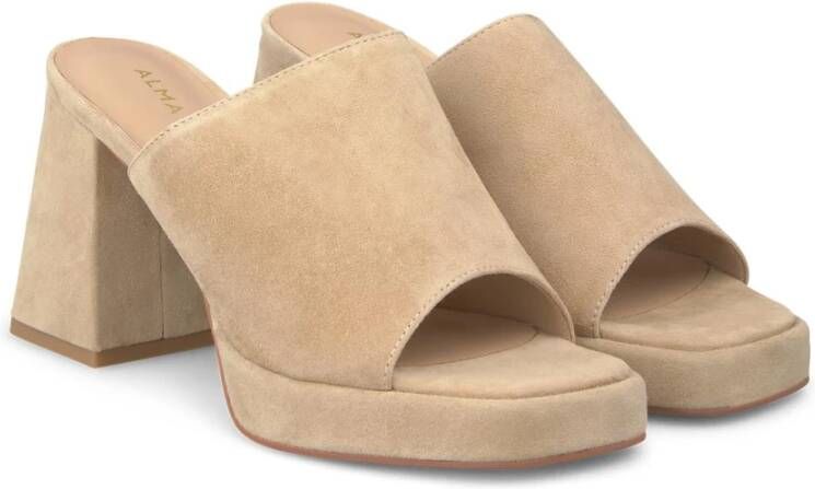 Alma en Pena Leren Plateau Sandaal Beige Dames