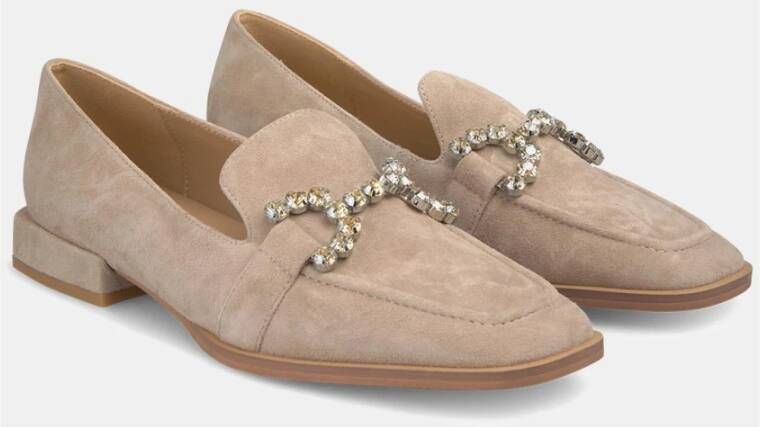 Alma en Pena Loafer met strass gespen Beige Dames