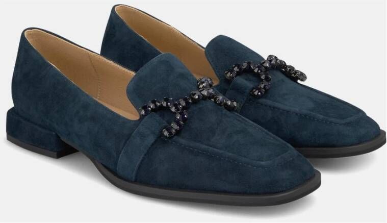 Alma en Pena Loafer met strass gespen Blue Dames