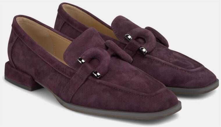 Alma en Pena Metalen Detail Vierkante Neus Mocassin Purple Dames