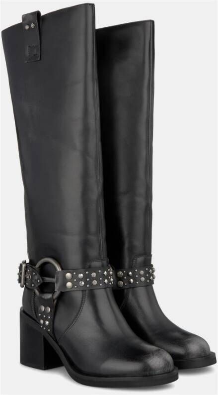 Alma en Pena Metallic circle heel boot Black Dames