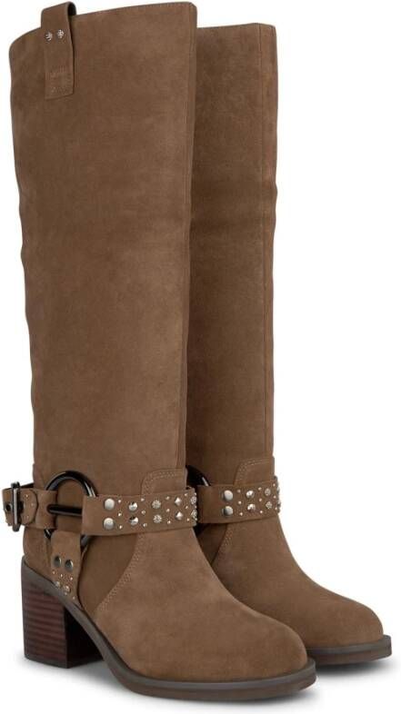 Alma en Pena Metallic circle heel boot Brown Dames